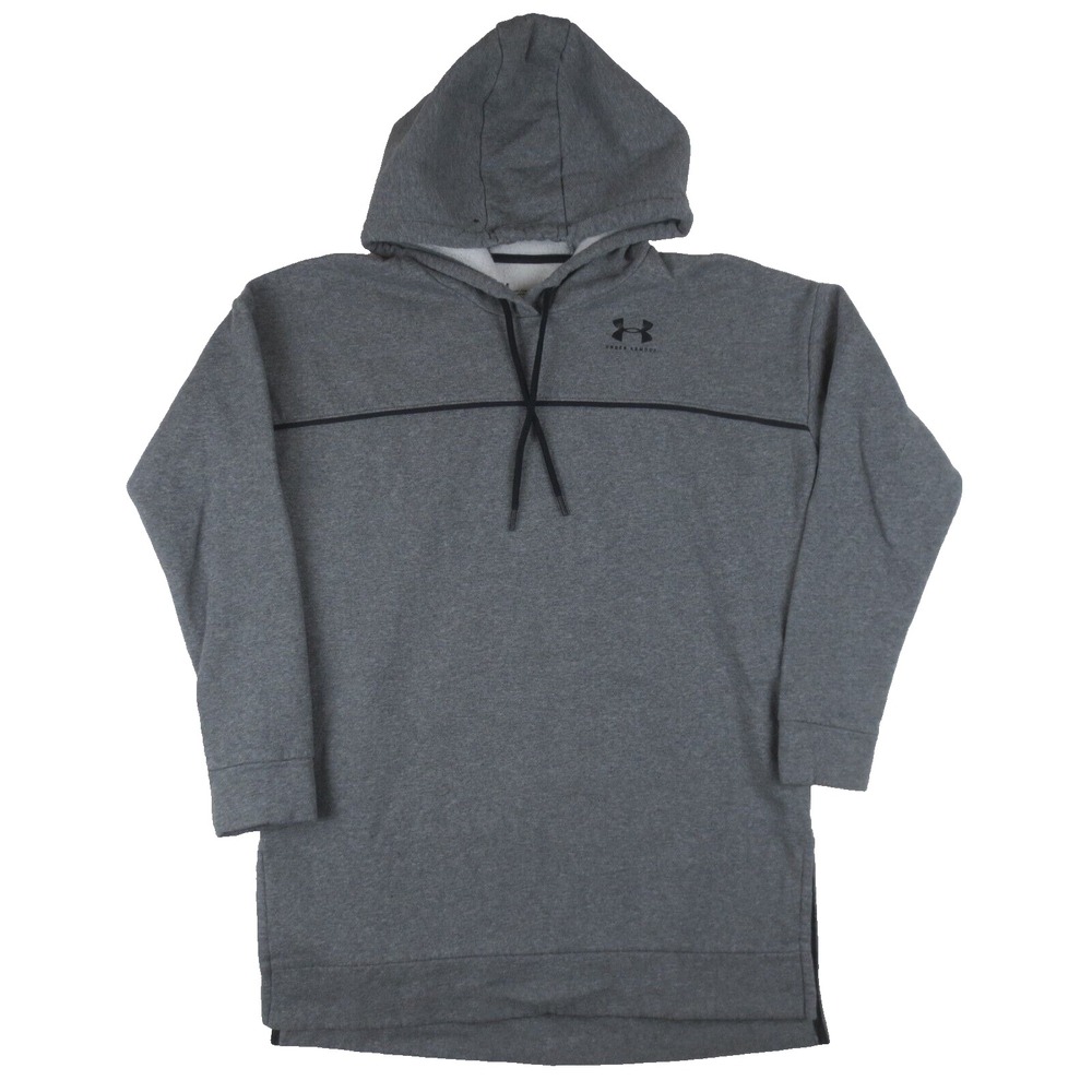 Under Armour Rival Hoodie Womens Medium Gray Fleece Long Sleeve Tunic Sweatshirt